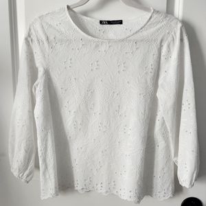 ZARA white eyelet blouse (Small)